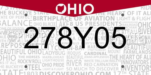 278Y05 Ohio License Plate