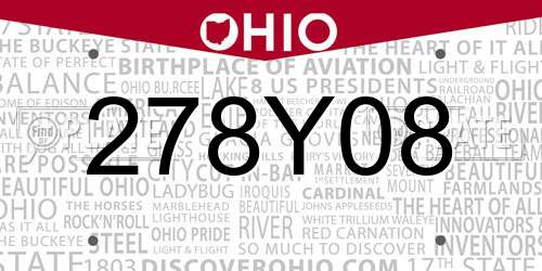 278Y08 Ohio License Plate