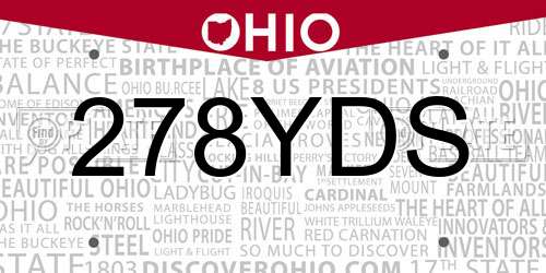 278YDS Ohio License Plate