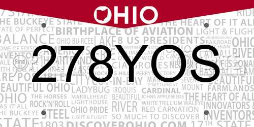 278YOS Ohio License Plate