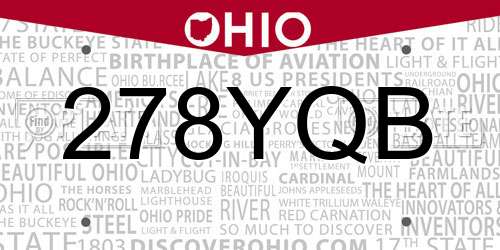 278YQB Ohio License Plate