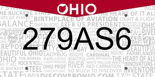 279AS6 Ohio License Plate