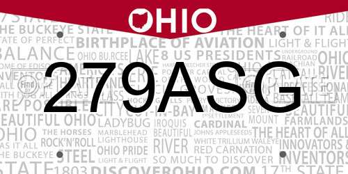 279ASG Ohio License Plate