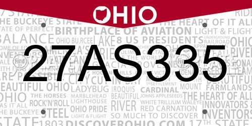 27AS335 Ohio License Plate