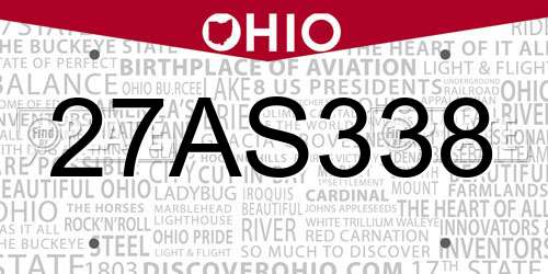 27AS338 Ohio License Plate