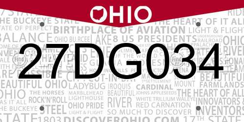 27DG034 Ohio License Plate