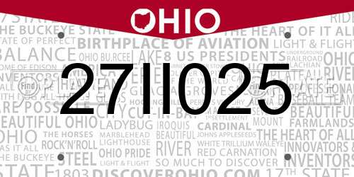 27II025 Ohio License Plate