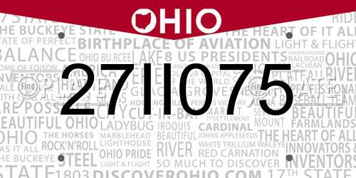 27II075 Ohio License Plate