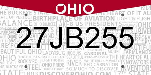 27JB255 Ohio License Plate