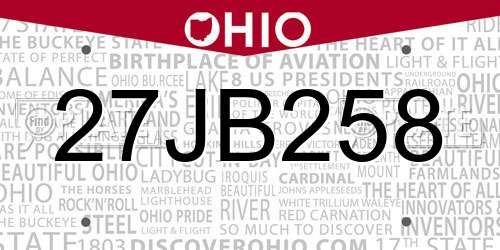 27JB258 Ohio License Plate