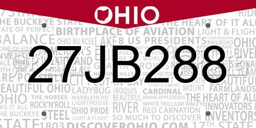 27JB288 Ohio License Plate