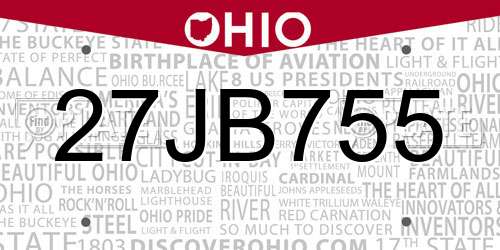 27JB755 Ohio License Plate