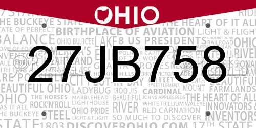 27JB758 Ohio License Plate