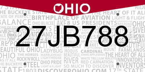27JB788 Ohio License Plate