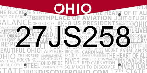 27JS258 Ohio License Plate