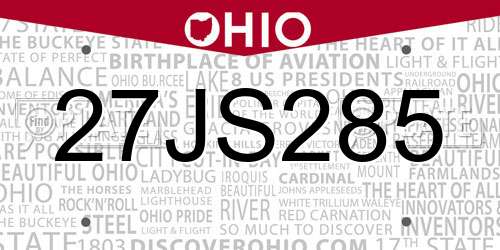 27JS285 Ohio License Plate