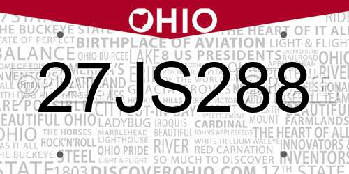 27JS288 Ohio License Plate