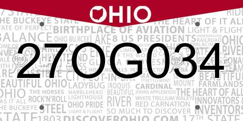 27OG034 Ohio License Plate