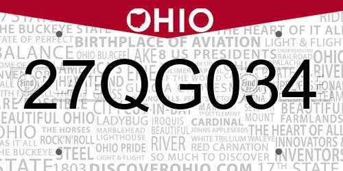 27QG034 Ohio License Plate