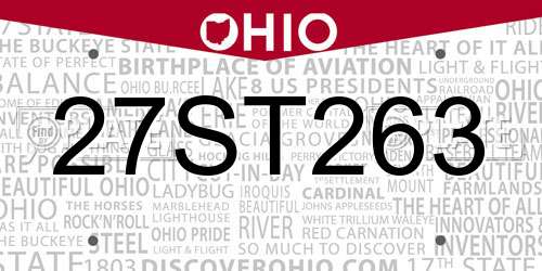 27ST263 Ohio License Plate