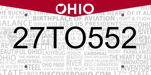 27TO552 Ohio License Plate