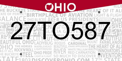 27TO587 Ohio License Plate