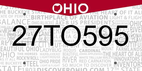 27TO595 Ohio License Plate