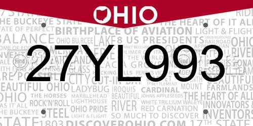 27YL993 Ohio License Plate