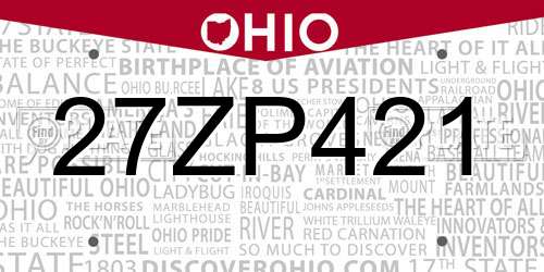 27ZP421 Ohio License Plate