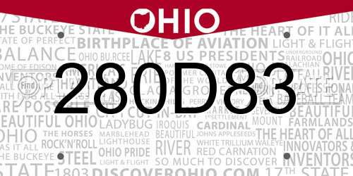 280D83 Ohio License Plate