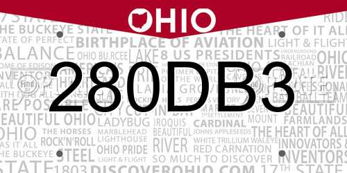 280DB3 Ohio License Plate