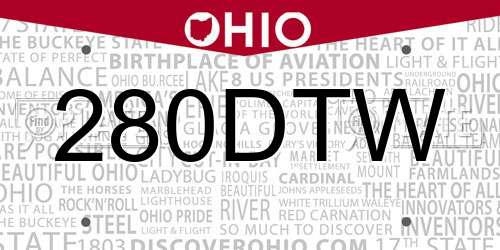 280DTW Ohio License Plate