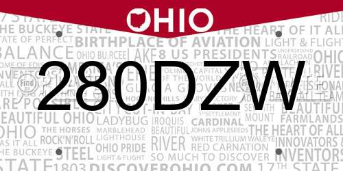 280DZW Ohio License Plate