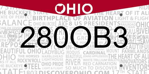 280OB3 Ohio License Plate