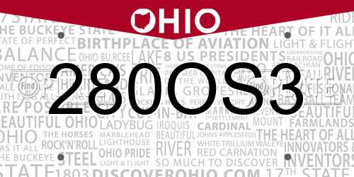 280OS3 Ohio License Plate