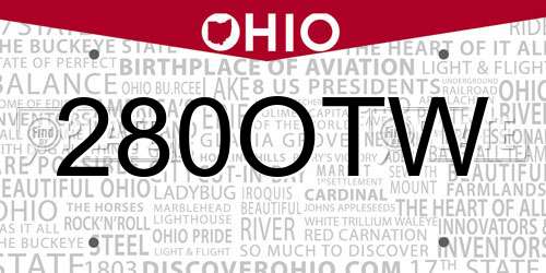 280OTW Ohio License Plate