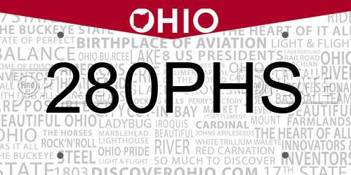 280PHS Ohio License Plate