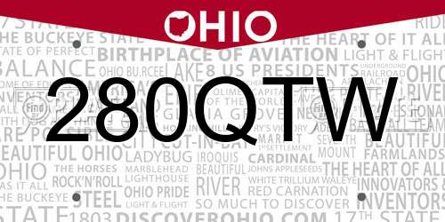 280QTW Ohio License Plate