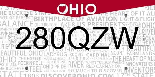280QZW Ohio License Plate