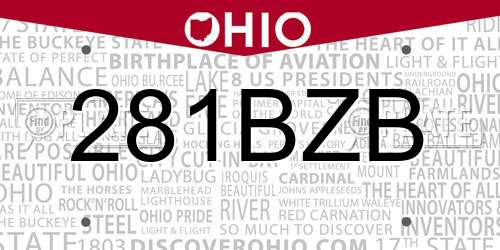 281BZB Ohio License Plate