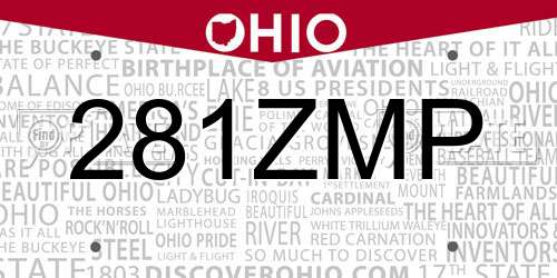 281ZMP Ohio License Plate