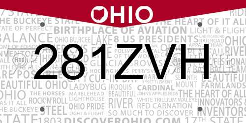 281ZVH Ohio License Plate