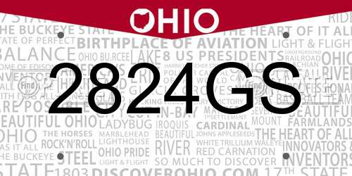 2824GS Ohio License Plate