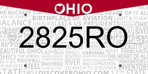2825RO Ohio License Plate
