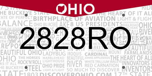 2828RO Ohio License Plate