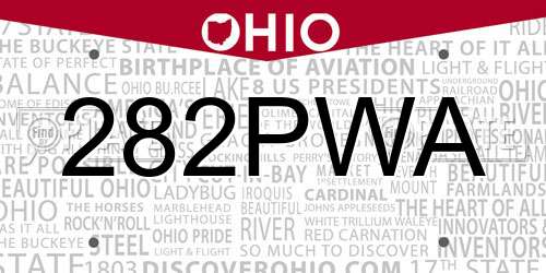 282PWA Ohio License Plate