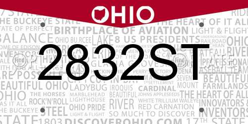 2832ST Ohio License Plate