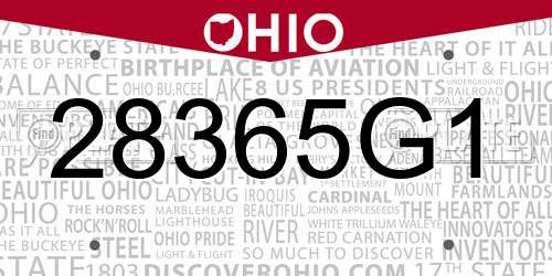 28365G1 Ohio License Plate