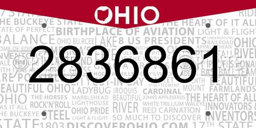2836861 Ohio License Plate