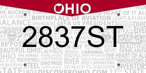 2837ST Ohio License Plate